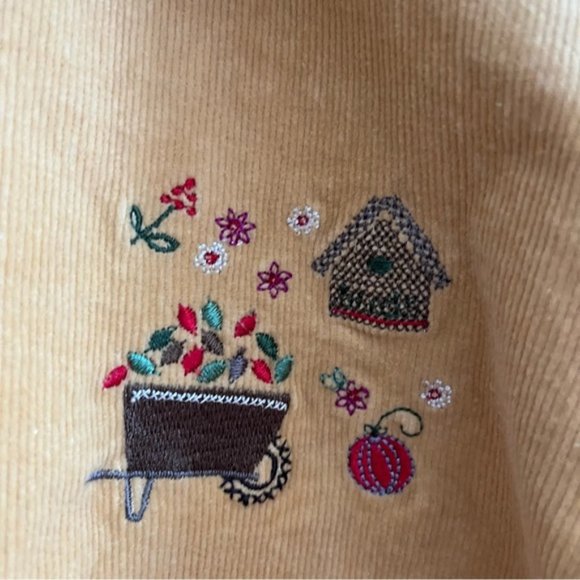 Christopher & Banks Embroidered Button Front Shirt Stretch Corduroy Size XL - Picture 5 of 15